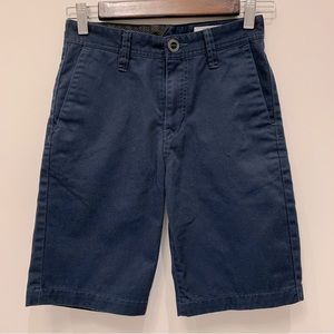 Volcom Youth Navy Cotton Blend Chino Skateboard Shorts, Size 25, 10Y